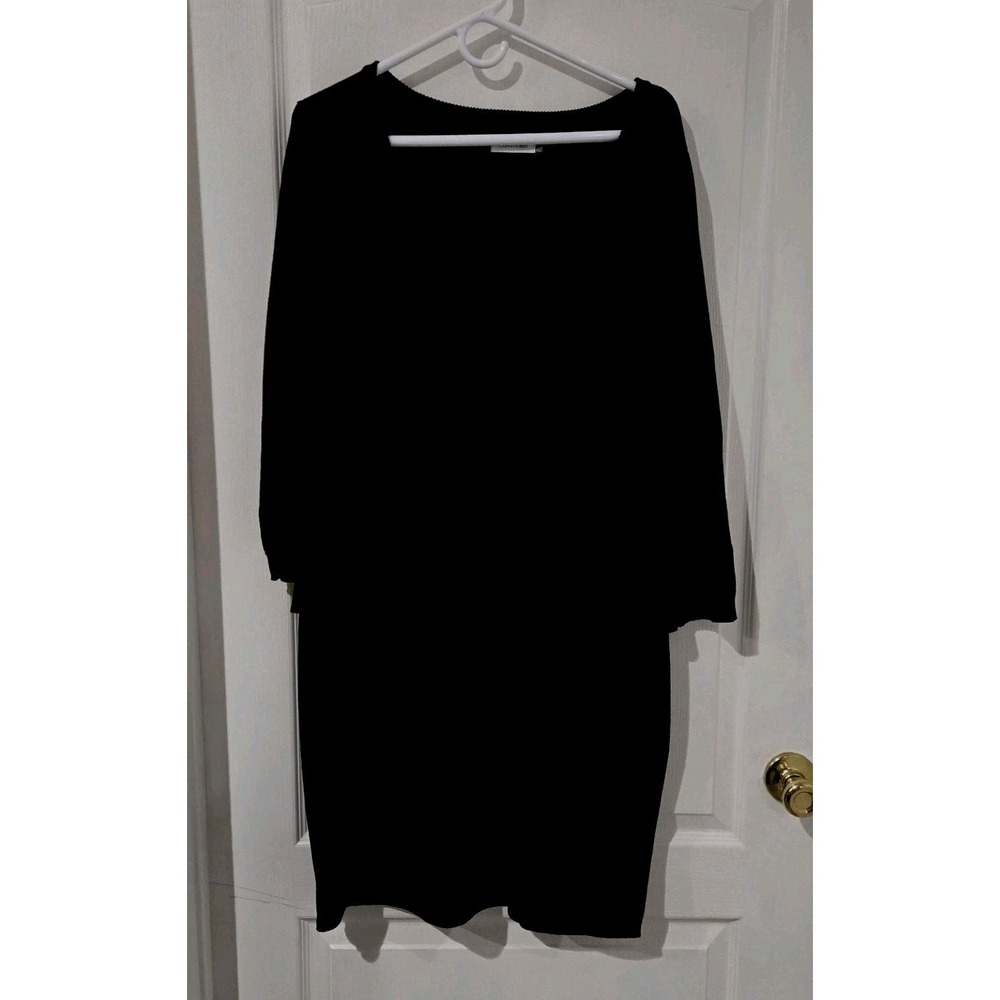 Calvin Klein XL BLACK SWEATER DRESS. Holiday Party Slimming Classic Preppy